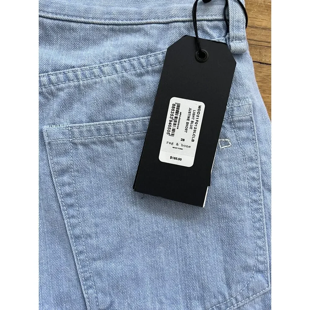 Rag & Bone light blue justine short women size 28 high rise Shorts A003007 - Picture 4 of 9